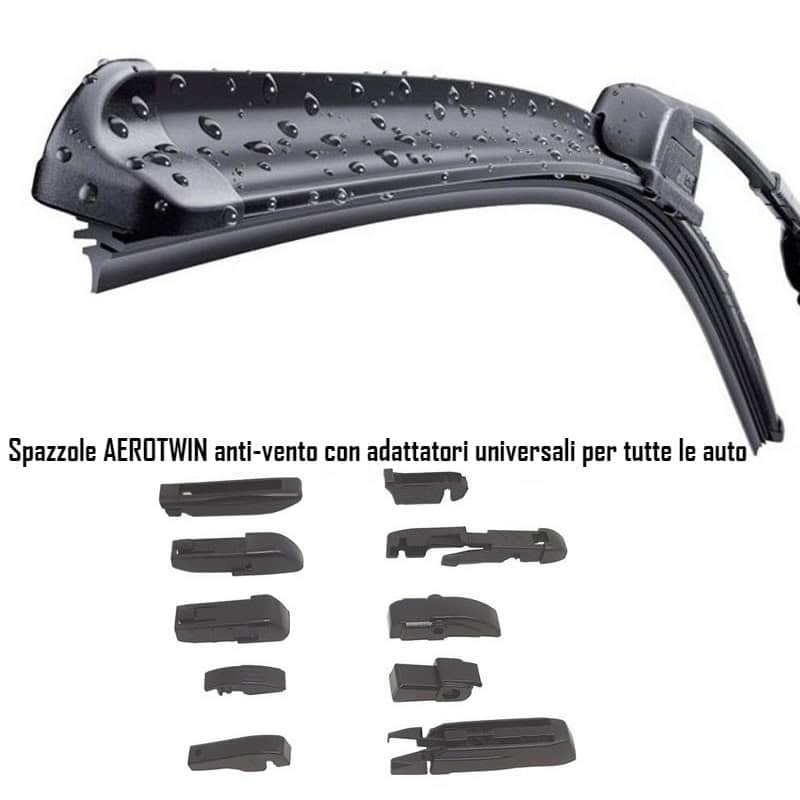 SPAZZOLA TERGICRISTALLO AEROTWIN ALTA QUALITÀ CON ADATTATORI MISURA 38 CM/15″